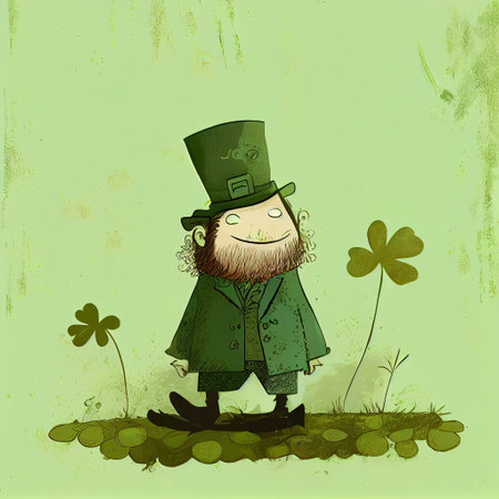 Colourful St Patrick's Day Leprechaun - Traditional Irish Leprechaun Generative AI Illustrationの素材