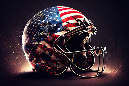 Colourful American Football Helmet for Independence Day - Generative AI Illustrationの素材