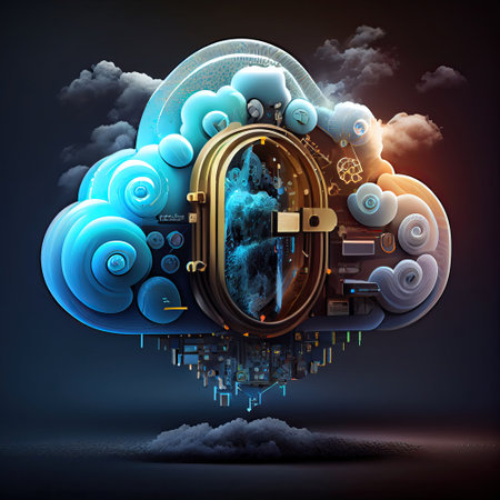 Colourful Cloud Computing Security - Generative AI Illustrationの素材