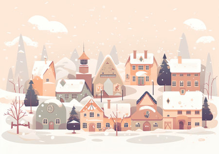 Colourful Christmas Scene - Generative AI Illustrationの素材