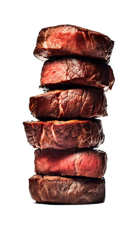 Stack of Beautifully Cooked Fillet Steaks - Generative AI Illustrationの素材