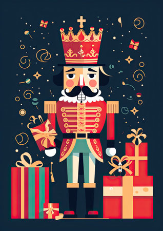 Colourful Christmas Nutcracker - Generative AI Illustrationの素材