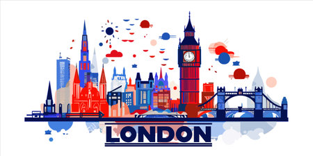 London Skyline Colour Vector Illustrationのイラスト素材