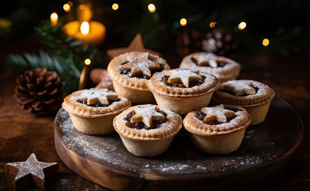 Christmas Mince Pies in a festive seasonal setting.の素材