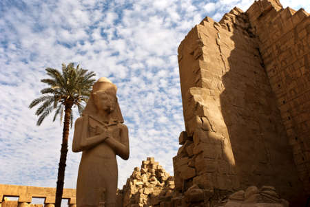 stone statue in the karnak temple in luxor, egyptの写真素材