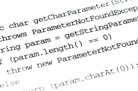 Program code for a computer program on white backround