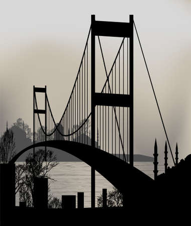istanbul and the Bosphorus Bridgeのイラスト素材
