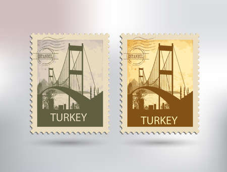 Bosphorus bridge and stampのイラスト素材