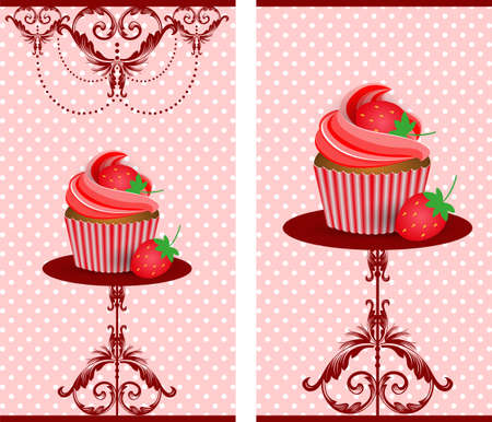 cup cake strawberryのイラスト素材