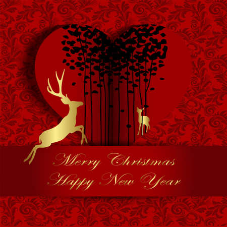 happy new year and merry christmasのイラスト素材