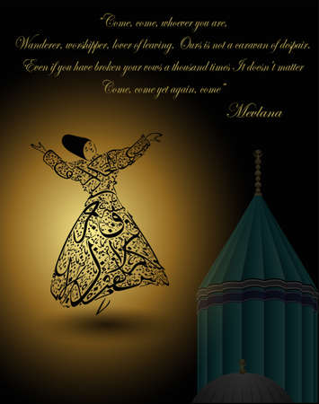 whirling dervish on the skyline of Istanbulのイラスト素材