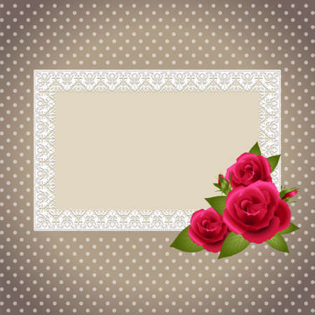 roses and polka dot patterned invitationsのイラスト素材