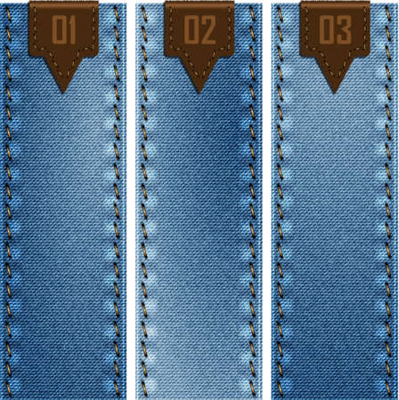 Three banners of denim textureのイラスト素材