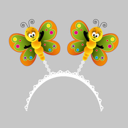 cute colorful butterfly crownのイラスト素材