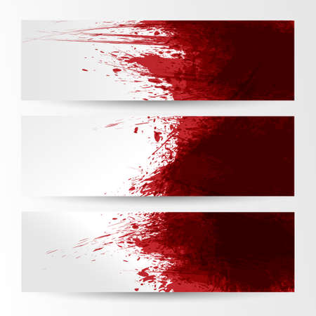set of three banners, abstract headers with red blotsのイラスト素材