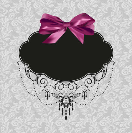 seamless pattern and purple bow tagのイラスト素材