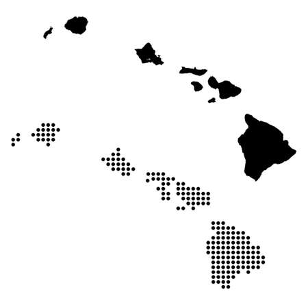Dotted and Silhouette Hawaii Map のイラスト素材