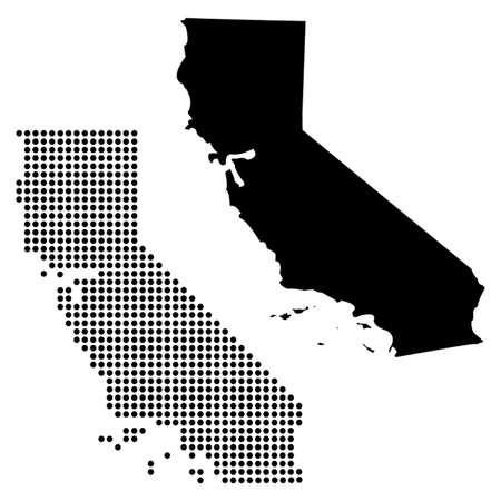 Dotted and Silhouette State of California map のイラスト素材