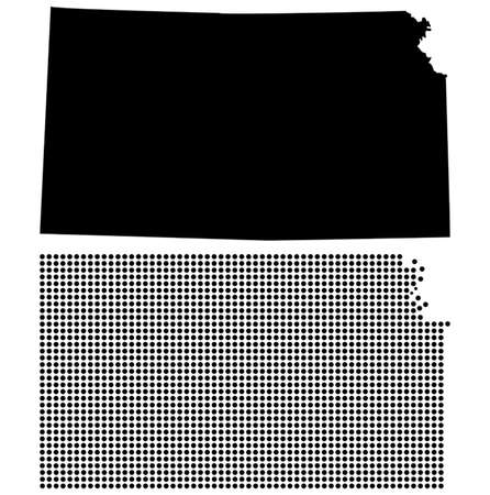 Dotted and Silhouette State of Kansas mapのイラスト素材