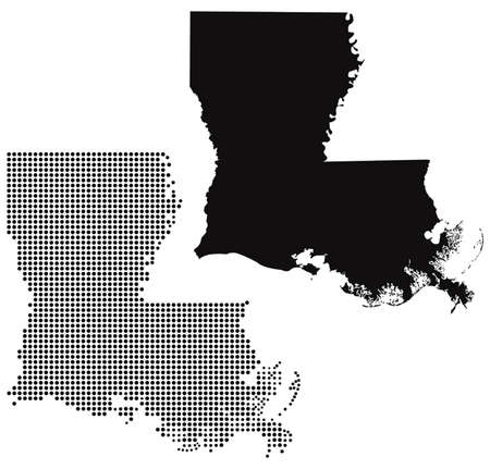 Dotted and Silhouette State of Louisiana map のイラスト素材