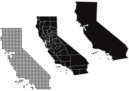 Dotted and Silhouette State of California mapのイラスト素材