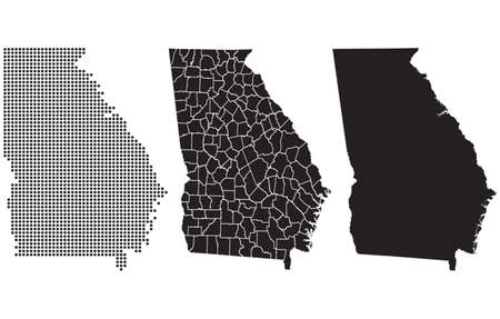 Dotted and Silhouette georgia mapのイラスト素材