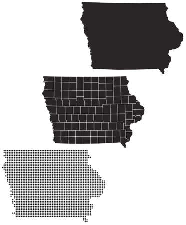 Dotted and Silhouette iowa mapのイラスト素材