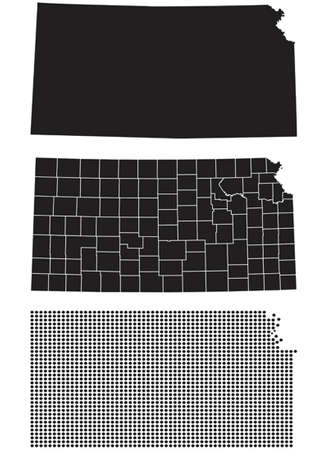 Dotted and Silhouette State of Kansas mapのイラスト素材