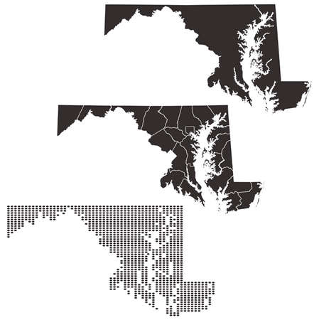 Dotted and Silhouette maryland mapのイラスト素材