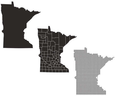 Dotted and Silhouette minnesota mapのイラスト素材
