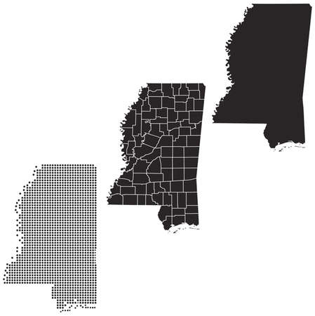 Dotted and Silhouette mississippi mapのイラスト素材