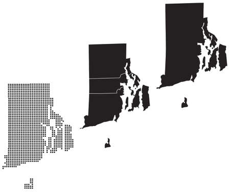 Dotted and Silhouette map Rhode islandのイラスト素材