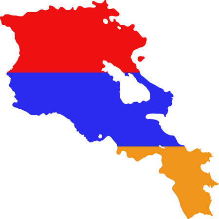 Map and flag of Armeniaのイラスト素材