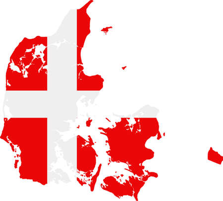 Map and flag of Denmarkのイラスト素材