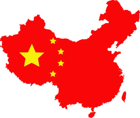 Map and flag of Chinaのイラスト素材