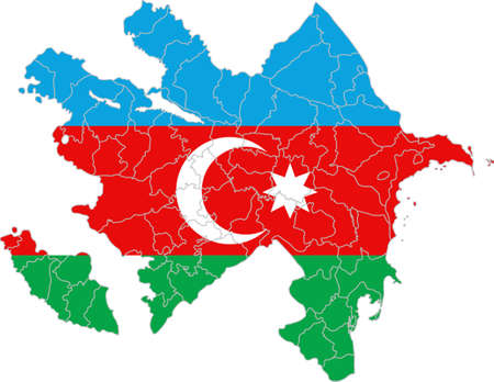 Map and flag of Azerbaijanのイラスト素材