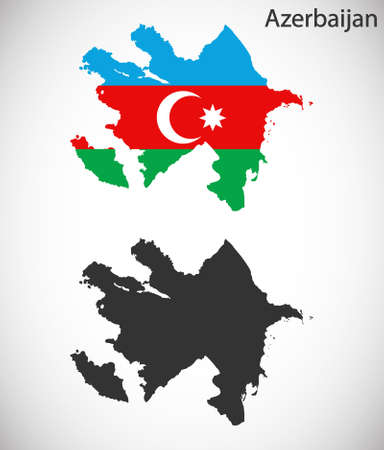 Map and flag of Azerbaijanのイラスト素材