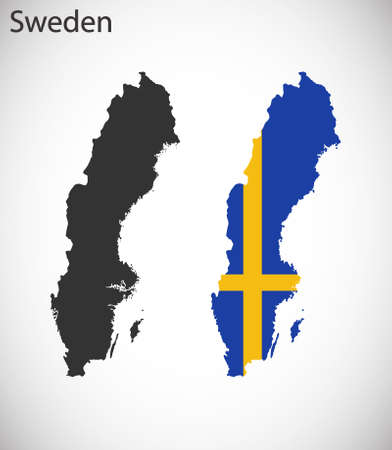 Map and flag of Swedenのイラスト素材