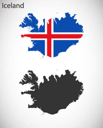 Map and flag of Icelandのイラスト素材