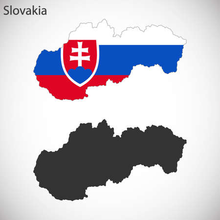 Map and flag of Slovakiaのイラスト素材