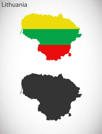 Map and flag of Lithuaniaのイラスト素材