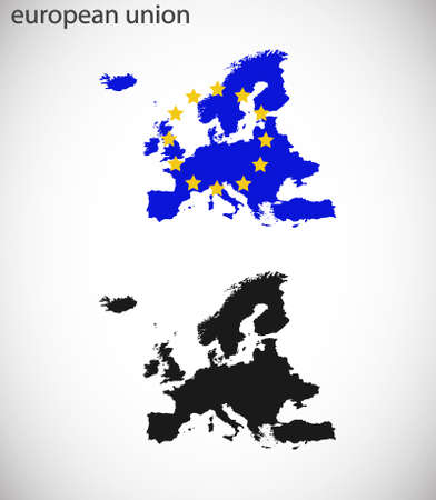 map and flag of Europeのイラスト素材