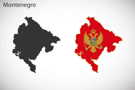 Map and flag of Montenegroのイラスト素材