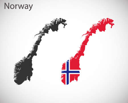 Map and flag of Norwayのイラスト素材