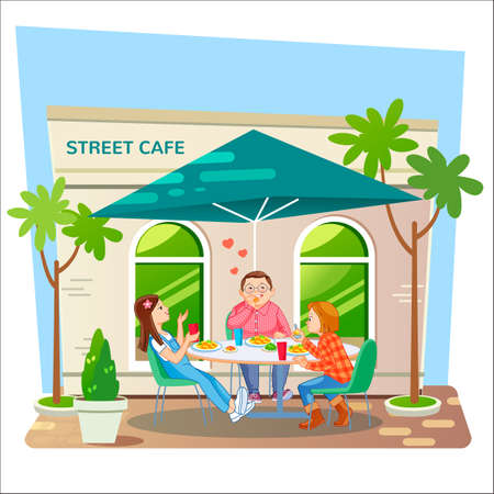 Breakfast, lunch, dinner. Street cafeのイラスト素材