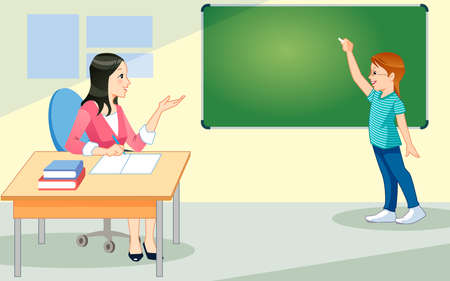 School kid in classのイラスト素材