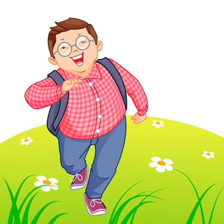 Happy kid runningのイラスト素材