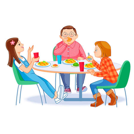 The children who eats lunchのイラスト素材