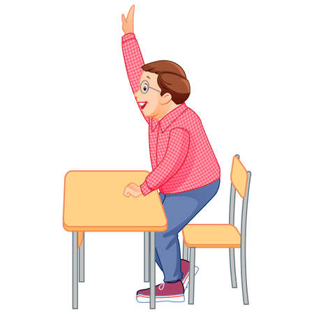 Preschoolers raising their hands in class - Vectorのイラスト素材