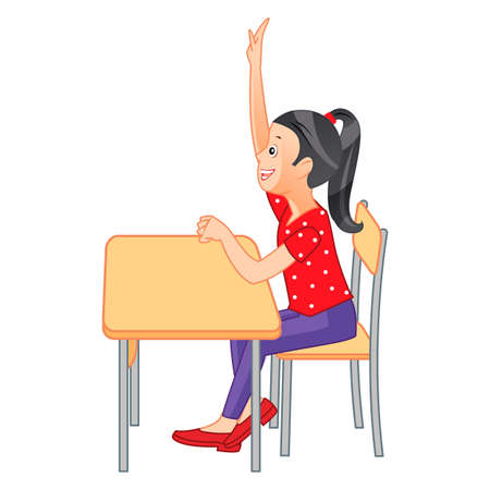 Preschoolers raising their hands in class - Vectorのイラスト素材